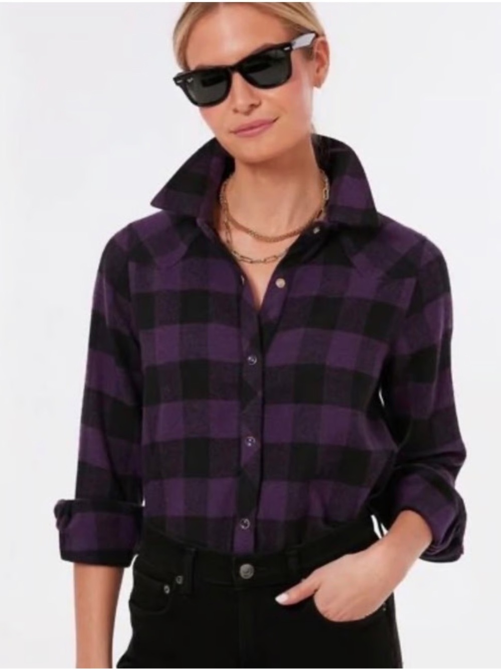 Tuckernuck Chandler Flannel Button Down Shirt Purple Aubergine Check Size Small